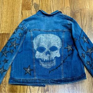 Hand painted by me skull denim jacket.
